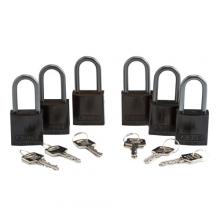 Brady 50274 - Alum Padlock 1.5" Alum Shackle KD BK 6PK