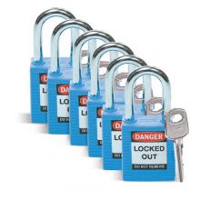 Brady 51344 - Nylon Padlock 1.5" Steel Shkl KD BU 6PK