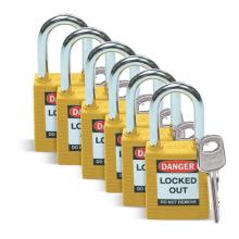 Brady 51346 - Nylon Padlock 1.5" Steel Shkl KD YL 6PK
