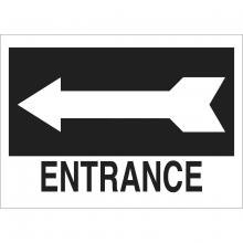Brady 43345 - B555, BLK/WHT,10X14",ENTRANCE ARW LEFT