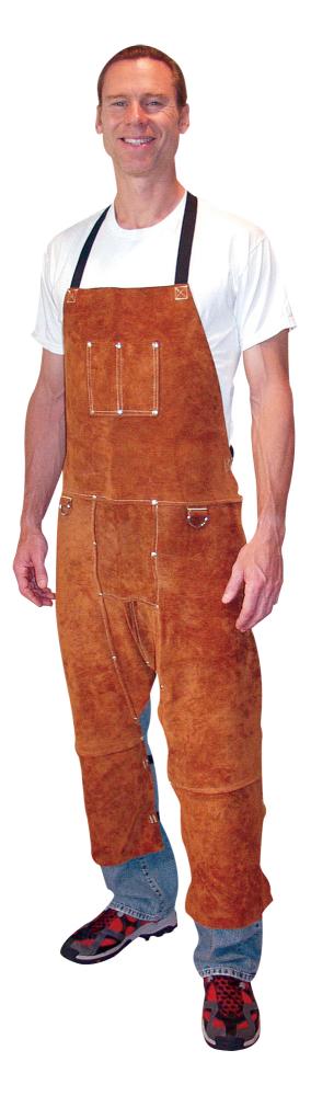 Dark Brown Premium Side Split Cowhide Split-Leg Bib Apron - 24" X 48"
